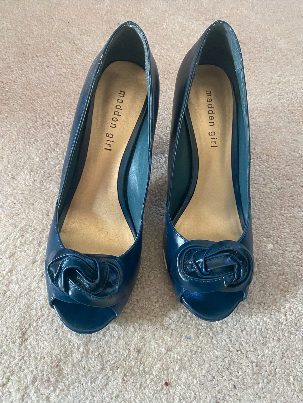 Madden Girl Teal Open-Toe Pumps with Knot Rosette